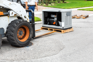 home generator being installed